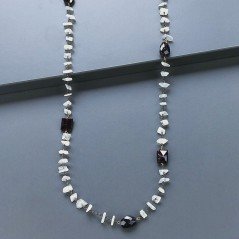 Collana A Nodo Orafo Brunito Con Pietra Di Luna (Adularia) Con Granato Naturale