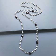 Collana A Nodo Orafo Brunito Con Pietra Di Luna (Adularia) Con Granato Naturale