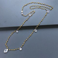 Collana A Nodo Orafo Rosato Con Agata Gialla Quarzo Rosa E Giada