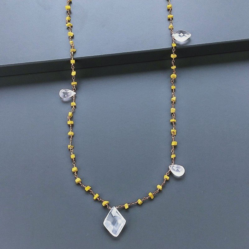 Collana A Nodo Orafo Rosato Con Agata Gialla Quarzo Rosa E Giada Collana A Nodo Orafo Rosato Con Agata Gialla Quarzo Rosa E Giada