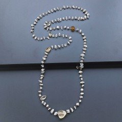 Collana A Nodo Orafo Rosato Con Pietra Di Luna (Adularia) E Quarzo Citrino