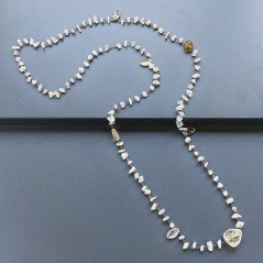 Collana A Nodo Orafo Rosato Con Pietra Di Luna (Adularia) E Quarzo Citrino