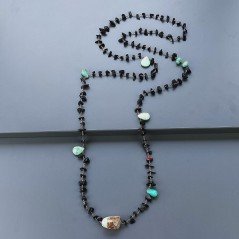 Collana A Nodo Orafo Rosato Con Onice Nera E Crisoprasio Collana A Nodo Orafo Rosato Con Onice Nera E Crisoprasio