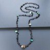 Collana A Nodo Orafo Rosato Con Onice Nera E Crisoprasio
