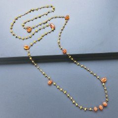 Collana A Nodo Orafo Rosato Con Agata Gialla E Corniola