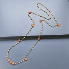Collana A Nodo Orafo Rosato Con Agata Gialla E Corniola