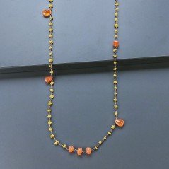 Collana A Nodo Orafo Rosato Con Agata Gialla E Corniola