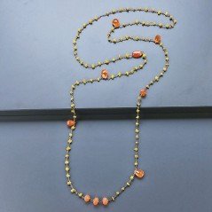Collana A Nodo Orafo Rosato Con Agata Gialla E Corniola