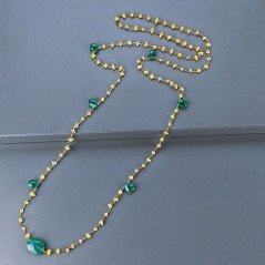 Collana A Nodo Orafo Rosato Con Agata Gialla E Onice Verde