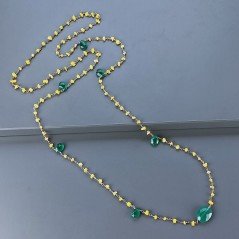 Collana A Nodo Orafo Rosato Con Agata Gialla E Onice Verde Collana A Nodo Orafo Rosato Con Agata Gialla E Onice Verde