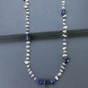 Collana A Nodo Orafo Brunito Con Pietra Di Luna (Adularia) Con Lapis Lazuli
