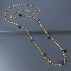 Collana A Nodo Orafo Dorato Con Quarzo Citrino E Quarzo Fume