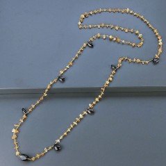 Collana A Nodo Orafo Dorato Con Quarzo Citrino E Quarzo Fume