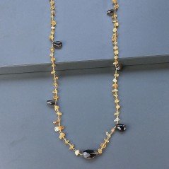 Collana A Nodo Orafo Dorato Con Quarzo Citrino E Quarzo Fume