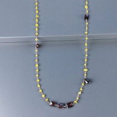 Collana A Nodo Orafo Rosato Con Agata Gialla E Granato