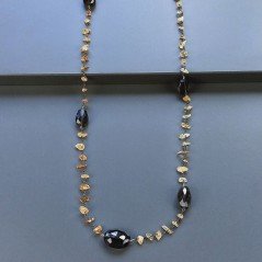 Collana A Nodo Orafo Brunito Con Quarzo Citrino E Quarzo Fume