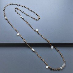 Collana A Nodo Orafo Dorato Con Occhio Di Tigre E Pietra Di Luna (Adularia)