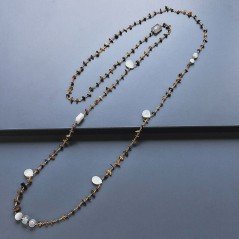 Collana A Nodo Orafo Dorato Con Occhio Di Tigre E Pietra Di Luna (Adularia)