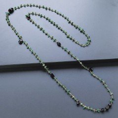 Collana A Nodo Orafo Dorato Con Avventurina Verde,Spinello Nero E Onice Nera