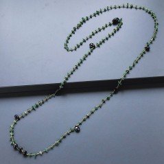 Collana A Nodo Orafo Dorato Con Avventurina Verde,Spinello Nero E Onice Nera