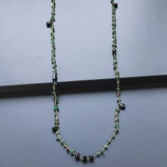 Collana A Nodo Orafo Dorato Con Avventurina Verde,Spinello Nero E Onice Nera