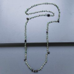 Collana A Nodo Orafo Dorato Con Avventurina Verde,Spinello Nero E Onice Nera