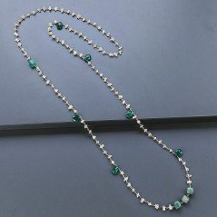Collana A Nodo Orafo Dorato Con Pietra Di Luna (Adularia),Onice Verde E Giada