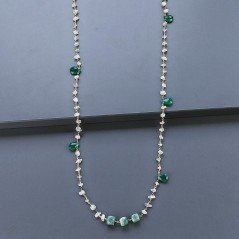 Collana A Nodo Orafo Dorato Con Pietra Di Luna (Adularia),Onice Verde E Giada
