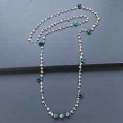 Collana A Nodo Orafo Dorato Con Pietra Di Luna (Adularia),Onice Verde E Giada