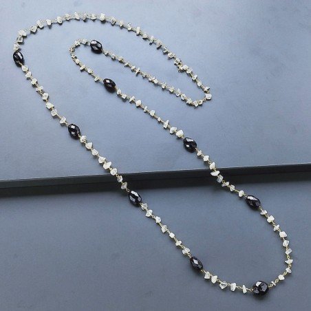Collana A Nodo Orafo Dorato Con Pietra Di Luna (Adularia) E Granato