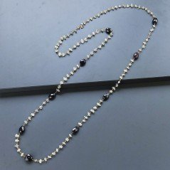 Collana A Nodo Orafo Dorato Con Pietra Di Luna (Adularia) E Granato