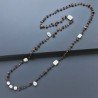 Collana A Nodo Orafo Rosato Con Occhio Di Tigre E Labradorite Bianca