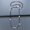Collana A Nodo Orafo Rosato Con Occhio Di Tigre E Labradorite Bianca