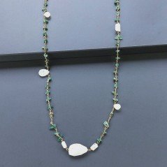 Collana A Nodo Orafo Dorato Con Avventurina Verde E Labradorite Bianca Collana A Nodo Orafo Dorato Con Avventurina Verde E Labradorite Bianca