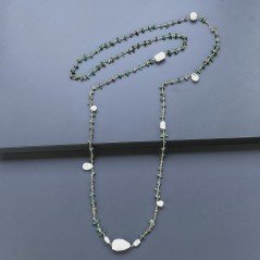 Collana A Nodo Orafo Dorato Con Avventurina Verde E Labradorite Bianca Collana A Nodo Orafo Dorato Con Avventurina Verde E Labradorite Bianca