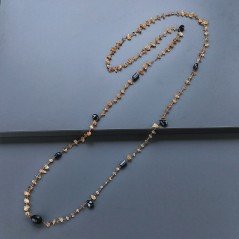 Collana A Nodo Orafo Rosato Con Quarzo Citrino,Spinello Nero E Onice Nera
