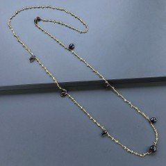 Collana A Nodo Orafo Dorato Con Peridoto E Quarzo Fume
