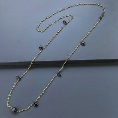 Collana A Nodo Orafo Dorato Con Peridoto E Quarzo Fume