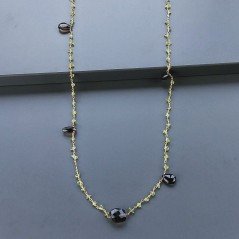 Collana A Nodo Orafo Dorato Con Peridoto E Quarzo Fume