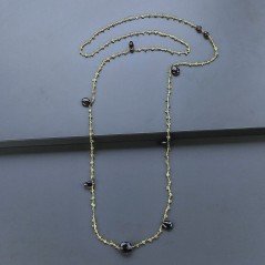 Collana A Nodo Orafo Dorato Con Peridoto E Quarzo Fume