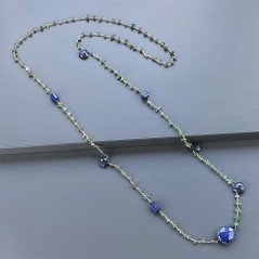 Collana A Nodo Orafo Dorato Con Avventurina Verde E Lapis Lazuli