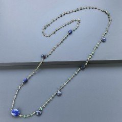 Collana A Nodo Orafo Dorato Con Avventurina Verde E Lapis Lazuli