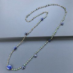 Collana A Nodo Orafo Dorato Con Avventurina Verde E Lapis Lazuli