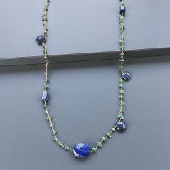 Collana A Nodo Orafo Dorato Con Avventurina Verde E Lapis Lazuli