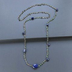 Collana A Nodo Orafo Dorato Con Avventurina Verde E Lapis Lazuli