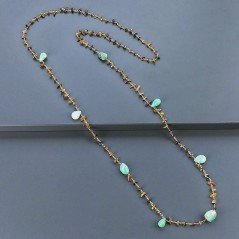Collana A Nodo Orafo Dorato Con Occhio Di Tigre E Crisoprasio