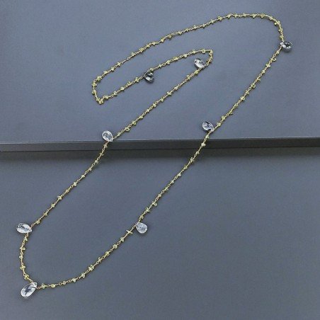 Collana A Nodo Orafo Dorato Con Peridoto E Quarzo Rutillato Nero