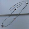 Collana A Nodo Orafo Rosato Con Cristallo Blu Metallizzato,Quarzo Fume E Perle Di Fiume