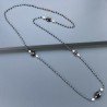 Collana A Nodo Orafo Rosato Con Cristallo Blu Metallizzato,Quarzo Fume E Perle Di Fiume