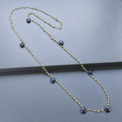 Collana A Nodo Orafo Dorato Con Peridoto E Lapis Lazuli